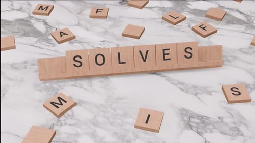 3D Wooden Letters Form SOLVES on Marble Background