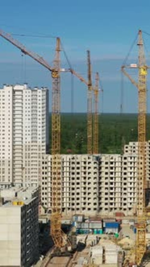 Building crane and buildings under construction