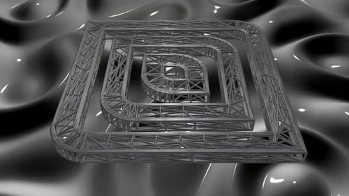 Metallic Truss Geometric Square Expansion Rotation Loop