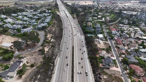 Aerial View of Traffic on a Highway with a Lot of Cars in San Diego