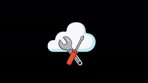 Animierte Wolke mit Schraubenzieher. Konzeptvideo zur Cloud-Konfiguration — Transparent
