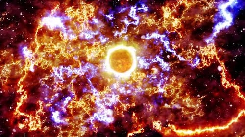 Vibrant Cosmic Nebula with Pulsating Sun Energy Field