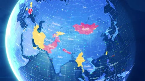 Digital Stylised World Map Country Zoom Romania
