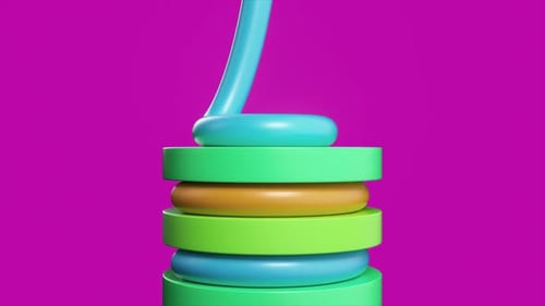 Looped Animation of a Cartoon Cake on a Bright Background