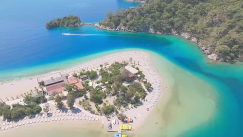 Luftaufnahme des Strandes von Ölüdeniz, Türkei