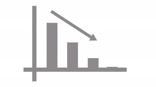 Gray Bar Chart Showing Decline, Gray bar chart with descending trend line