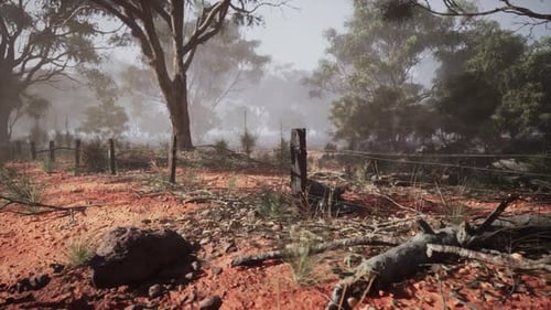 Fence in Middle of Dirt Field