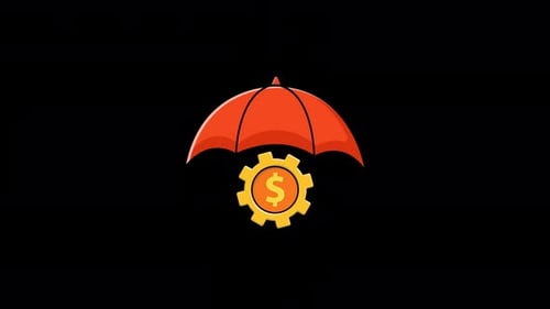 Animated Financial Protection Umbrella Gear Icon
