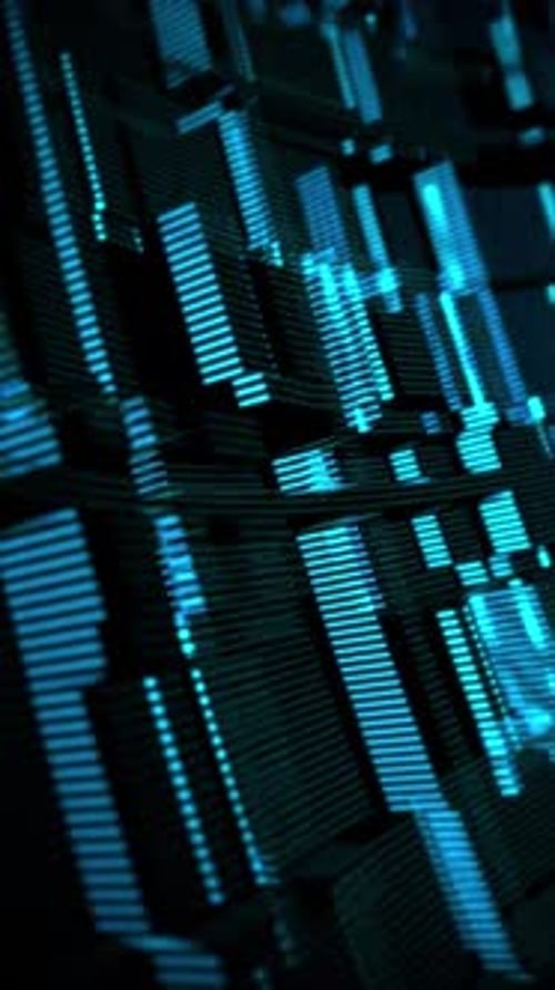 Vertical Video - Blue Glowing Data Lights Technology Background