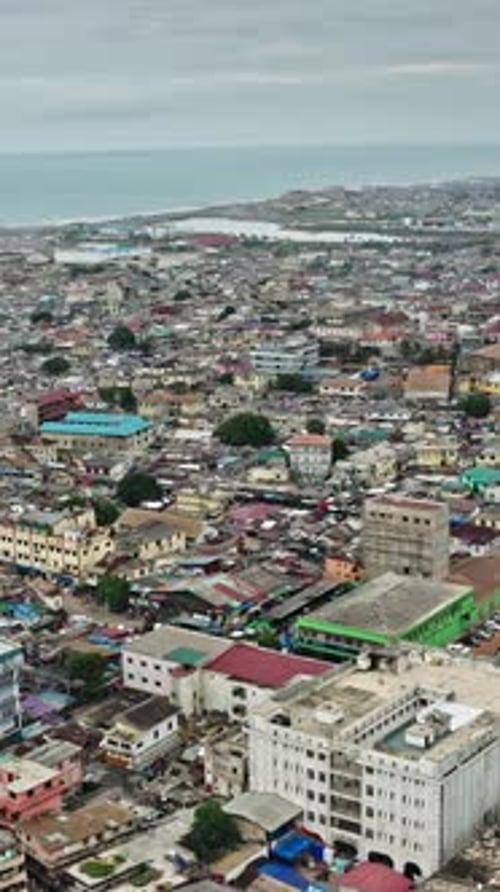 Aerial view of Accra showcasing urban development and coastal landscape