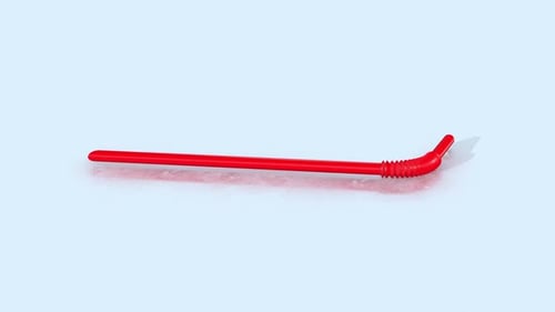 Red Flexible Straw Bending and Rotating Animation