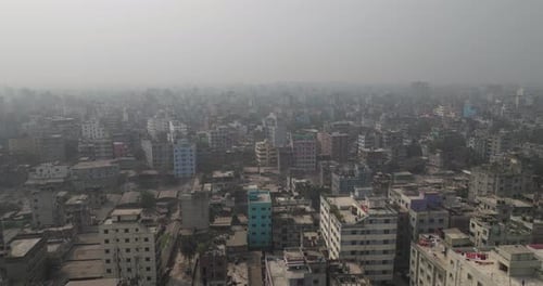 Aerial view of urban cityscape with skyscrapers, Bangladesh.
