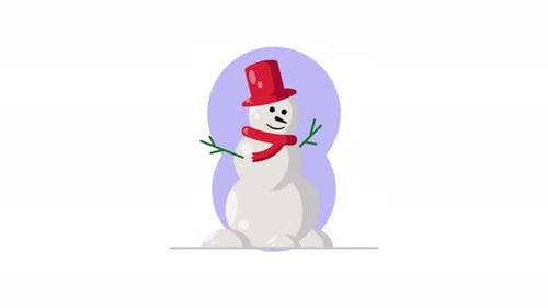 Animated Winking Snowman Character with Red Hat and Scarf