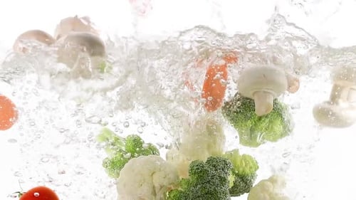 Splashing in Water Fresh Vegetables