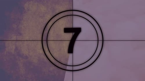 Countdown old movie from 9 to 0 number. Old film movie timer count retro style,