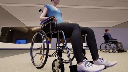 Animated 3D People in Wheelchairs in Modern Environment