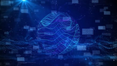 Futuristic Digital Globe with Interconnected Data and Binary Code