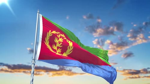 Realistic Eritrea National Flag Waving in the Wind