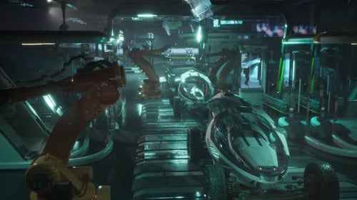 Futuristic Factory With All Robots