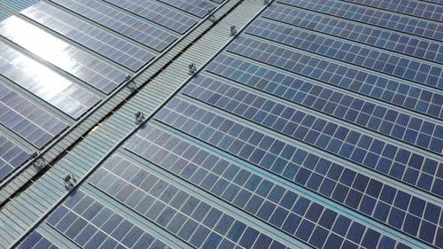 Solar power station on factory rooftop