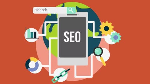 Flat Design Mobile SEO Marketing Concept Animation