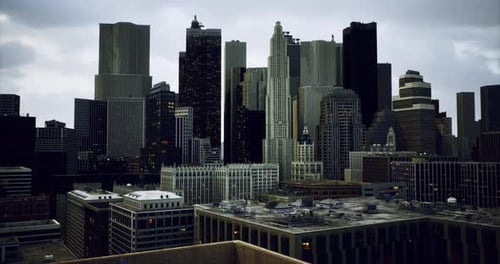 Beautiful City Skyline View During Twilight with Modern Buildings