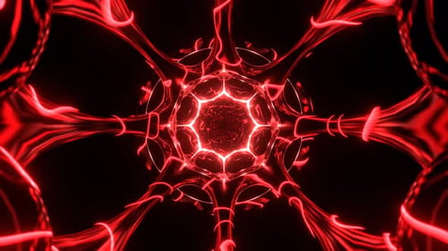 VJ Loop In 4K Hintergrund mit abstrakter Energie und fantastischer Form in roter Neonform