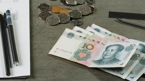 Detailed Close Up of 10 Yuan the Chinese Currency 10 Renminbi the Smallest Banknote Denomination of