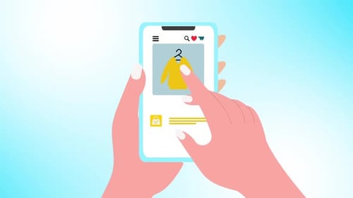 2D Animation of Hands Shopping on a Smartphone App