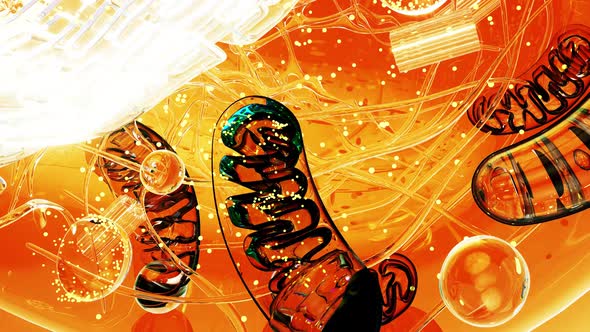 Animated Microscopic Cell Structure with Glowing Organelles ...