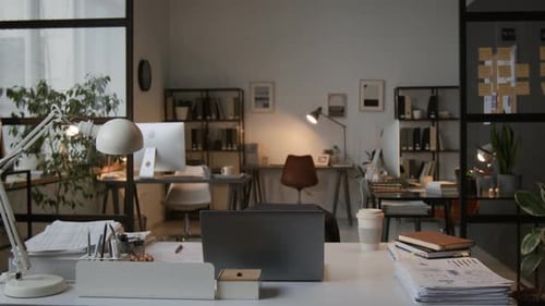 Modern Office Interior with Several Workstations