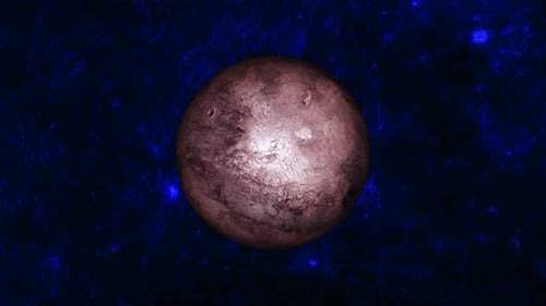 Realistic Eris fictional planet with rotating on star view of galaxy