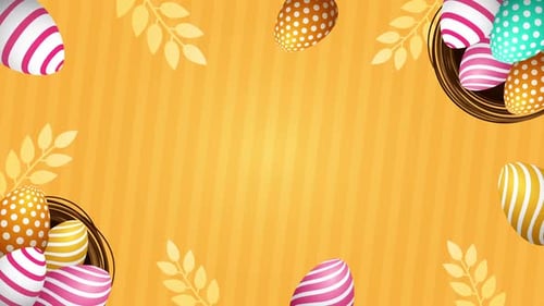Festive Easter Eggs and Nests with Decorative Leaves