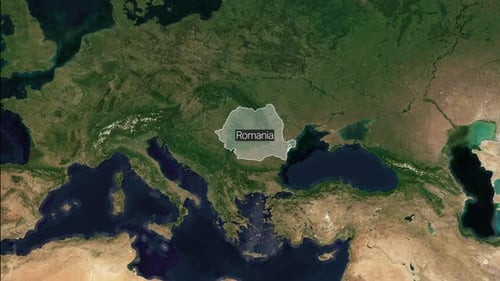 Satellite Map Zoom In to Highlight Romania