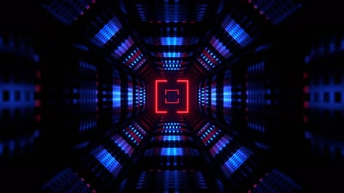 Red And Blue Neon Techno Science Fiction Strobe Corridor Background Vj Loop In 4K