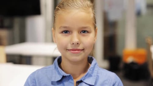 Smiling Girl Close Up Portrait in Home Setting