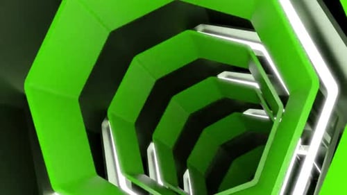 Green hexagonal tunnel spirals inward