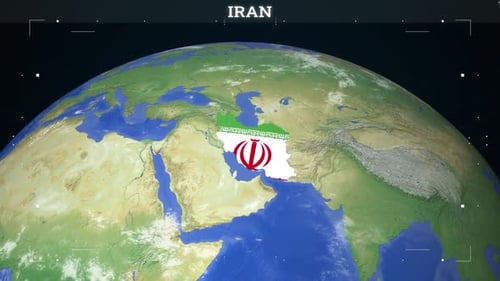 Iran Map From Earth With Flag