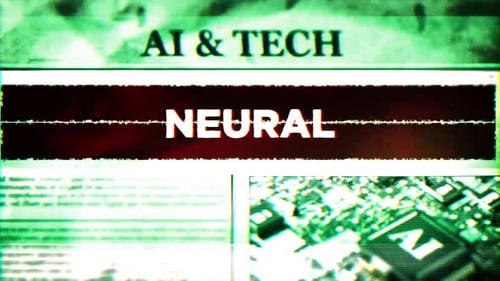 AI Tech Neural Glitch Text Reveal