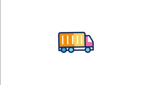 Animated Delivery Truck Icon in Flat Design Style