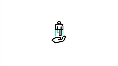 Animated Person Icon Rising from Supporting Hand