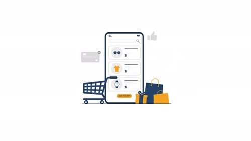 Flat Design Mobile Shopping App Animation