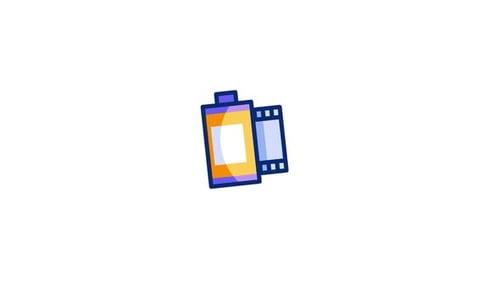 Animated Film Roll and Filmstrip Icon Flat Design