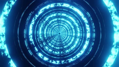 Ice Cold Doubled Rings Neon Show Vj Seamless Loop Background
