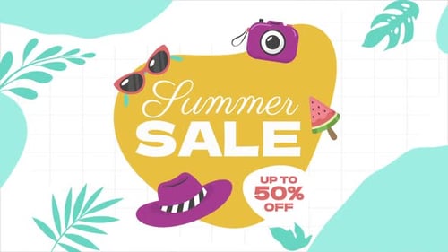 Flat Design Summer Sale Title Card Animation