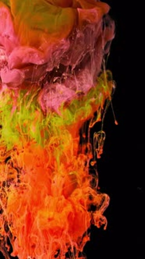 Colorful Ink Flowing in Water Abstract Background