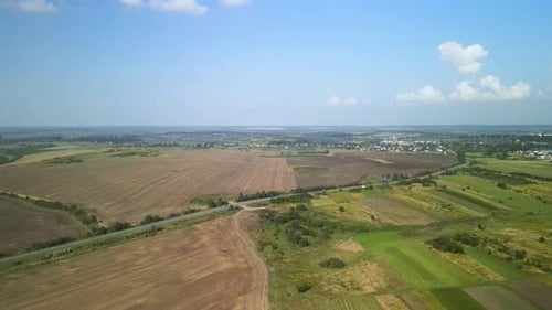 Agricultural field aerial view of farming in Ukraine