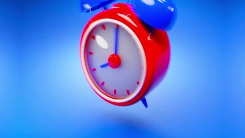 Vibrant 3D Cartoon Alarm Clock Ringing Animation