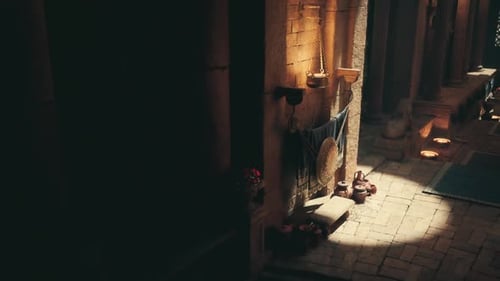Sanctuaire silencieux doté d'un éclairage tamisé et d'offrandes parfumées