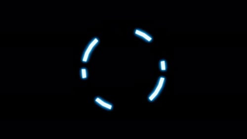 Shaking HUD element cyan neon strokes moving in circle seamless loop 3d render. Display loading